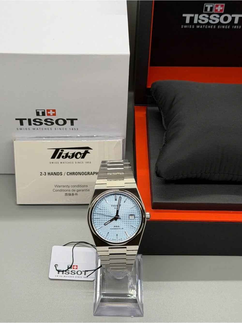 Tissot PRX Powermatic 80 40mm Stainless Steel Watch with Light Blue Dial